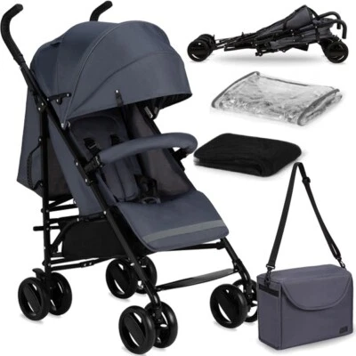 MoMi AKIRA Buggy Kinderwagen – Zusammenklappbar, Leicht 6,7 kg, Zubehör - Grau - Bild 1 von 4
