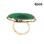 6Pcs Green Agate Napkin Rings Metal+Agate Serviette Buckle Holder Home Decor