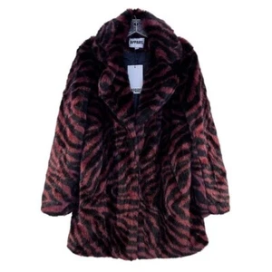 Apparis Vivian Maroon Black Striped Animal Print Coat in Burgundy Tiger S NWT - Picture 1 of 9