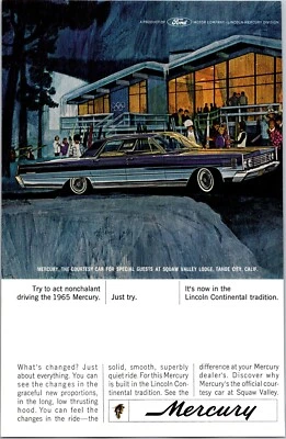 PRINT AD 1965 Mercury Courtesy Car Squaw Valley Lodge Tahoe City CA Olympics - Image 1 of 3