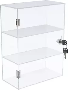 3 Shelf Acrylic Display Case with Lock and Keys, Clear Collectibles Showcase Cou - Picture 1 of 9