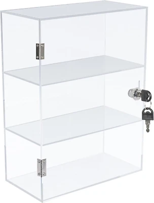 3 Shelf Acrylic Display Case with Lock and Keys, Clear Collectibles Showcase Cou - Image 1 of 4