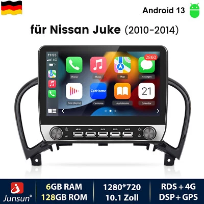 Für Nissan Juke 2010-2014 Carplay Android 13 Autoradio GPS Navi 4G FM USB 6+128G - Bild 1 von 4