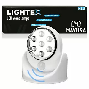 LIGHTEX LED Wandlampe Wandleuchte mit Bewegungsmelder Batterie Innen Außen - Bild 1 von 5