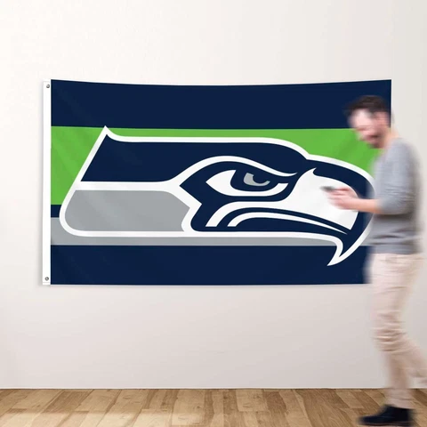 Seattle Seahawks 3X5Ft Flag Large 12TH Man Blue Football Banner Man Cave Dorm Cover
