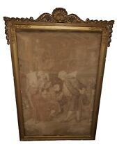 Vintage Founding Fathers American Art Tapestry In Ornate Gesso Wooden Frame