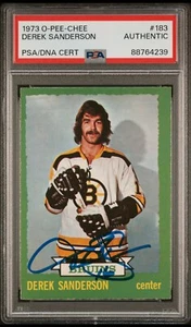 1973 O-Pee-Chee 183 Derek Sanderson Signed Card PSA Auto Boston Bruins - Picture 1 of 4