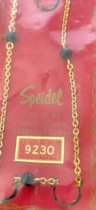 VTG 1950s Speidel Onyx Beads On 10K Gold Filled 18 Inch Necklace - Picture 1 of 7