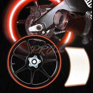 16/17/18/19" Reflective Rims Tape/Wheel Rim Decal Strips Trim Sticker Set Orange - Picture 1 of 7