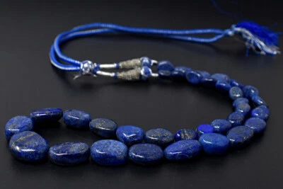 Colar feminino 352 cts terra extraída azul lápis-lazúli formato oval miçangas JK 15E308 - Imagem 1 de 4