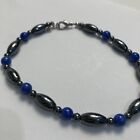 Anklet Bracelet Magnetic With Blue Beads 9.5” Detachable