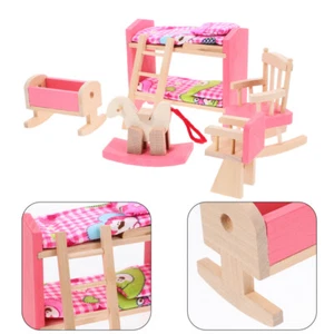 Boy Girl Room House Furniture Set with Cradle and High Chair Accessories - Picture 1 of 12