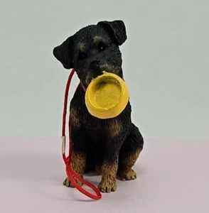 Rottweiler dog with bowl red collar resin figurine ornament - Picture 1 of 9