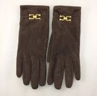 Salvatore Ferragamo Brown Very Rare Ladies Gloves Size-7 Italy Gold Gancini $765