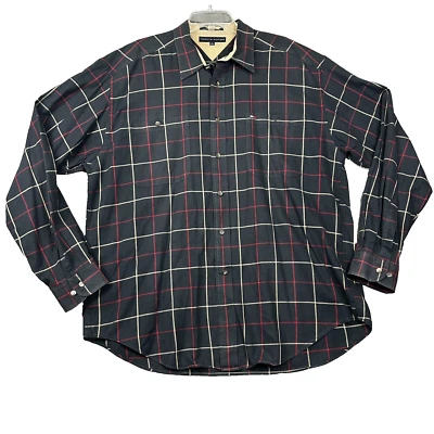 Camisa masculina manga comprida Tommy Hilfiger tamanho XL preta vermelha amarela - Imagem 1 de 4