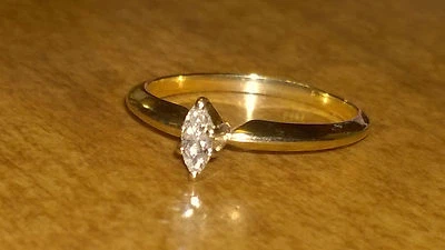 Diamond Ring  .16ct Eye Clean Solitaire 14k Yellow Gold Engagement Wedding Ring  - Image 1 of 4