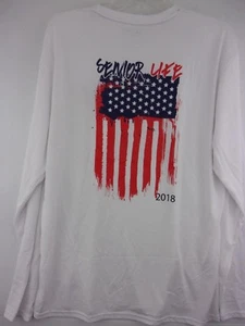 Senior Life 2018 Herren Large weiß Langarm Poly T-Shirt Gildan Klasse von 2018 - Bild 1 von 2
