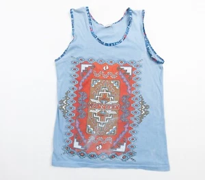 Vintage Hang Ten Shirt Mens Medium Blue Tank Top 70s Tee Southwestern Surf Brand - Picture 1 of 11