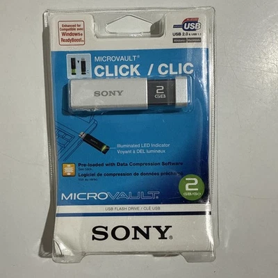 Sony Micro Vault Click 2 GB USB Flash Drive Dispositivo de Almacenamiento Indicador LED Blanco Foto 1 de 3