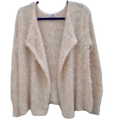 New York & Company Women’s Lt. Cárdigan suéter rosa tejido pestañas frente abierto Lg Foto 1 de 4