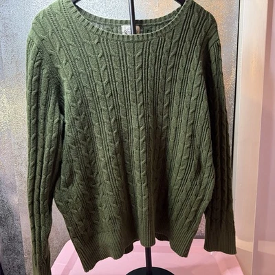 Свитер женский St. John's Bay зеленый вязаный с v-образным вырезом размер XL хлопковая смесь - Изображение 1 из 3