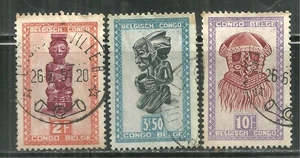 BELGIAN CONGO 244, 248, 253 USED BALUBA TRIBE MASKS AND FIGURES - Picture 1 of 1