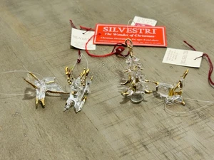 Mini vidrio transparente vintage Silvestri 4 con adorno de Navidad dorado soplado a mano - Imagen 1 de 5