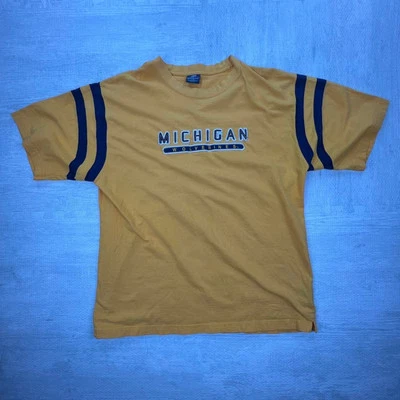 Camiseta Michigan Wolverines Vintage Anos 90 Tamanho: XL Azul Amarelo NCAA College - Imagem 1 de 4