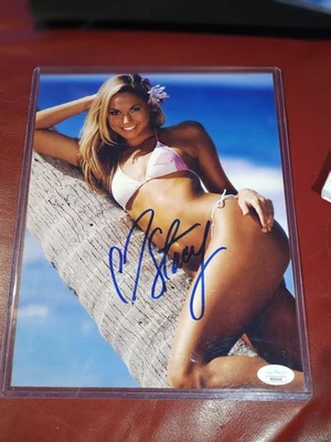 Foto autografiada de 8x10 firmada por Stacy Keibler *CERTIFICADO JSA* WWE Miss Hancock Foto 1 de 4