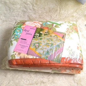 Vtg Beacon Royal Garden Floral Blanket Nylon Satin Trim 72 x 90 in Twin Or Full - Picture 1 of 4