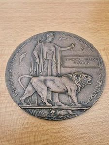 WW1 BRONZE MEMORIAL/DEATH PLAQUE 'THOMAS WILLIAM RUSLING' KIA 21/10/1914. - Picture 1 of 10