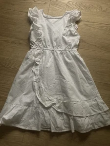 Wonder Nation Girls Eyelet Ruffle White Cotton Dress Size M (7-8) - Picture 1 of 9