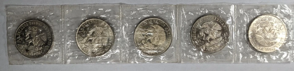1968 Mexico 25 Peso 5 Coin Mint Set Mexico City Olympics - Image 1 of 4