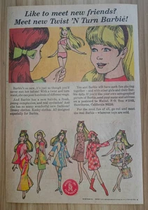 VINTAGE 1967 MOD NEW TWIST N TURN BARBIE WERBUNG - Bild 1 von 1