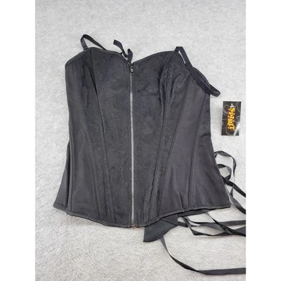 Spirit Halloween Black Lace Corset Bustier Top Adult Medium Zipper Front - Image 1 of 4