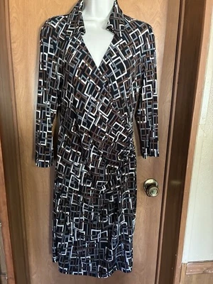 Jones New York Black and Brown Long Sleeve Dress 10 - Image 1 of 4