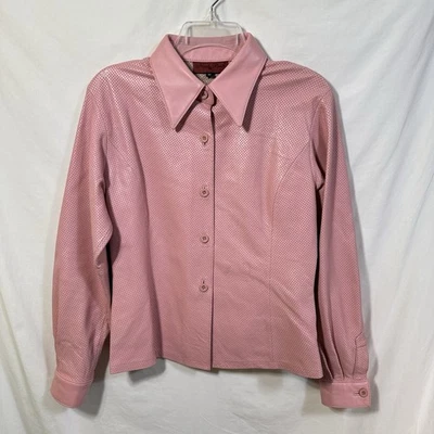 Nicola Berti Women's Pink Medium Genuine 100% Italian Leather Moto Jacket Biker - Image 1 of 4