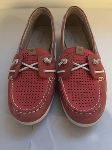 SPERRY Top Slider Womens  Coil Ivy Perf Boat Shoe Wild Rose Leather Loafers 9.5M - Picture 1 of 6
