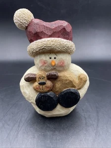 Schneemann hält Hund Harz Figur 4,50" groß - Bild 1 von 6
