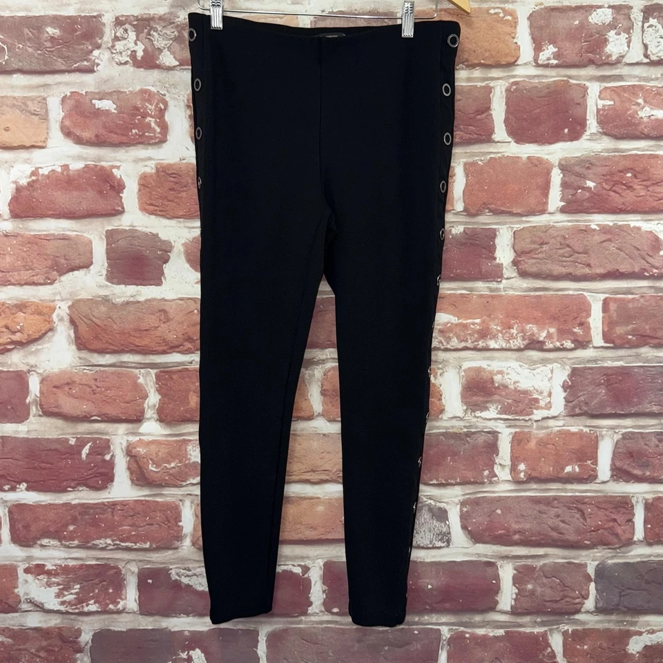 Zara Trafaluc TRF Pants Womens XL Black Side Ring Trim Pull On Stretchy Skinny - Image 1 of 4