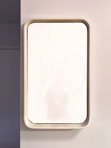 Vintage Space Age Rectangular Mirror in Off-White Pejal Ljulbjana Slovenia 1970s Cover