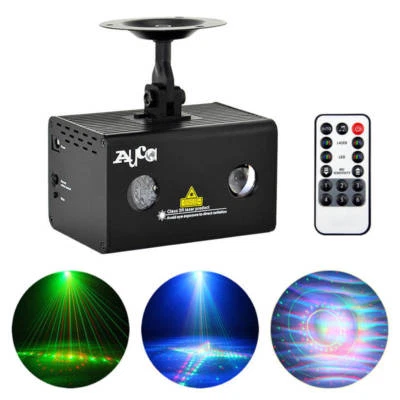 AUCD Remote 20 Gobo RG Laser Aurora RGB LED Mix Show Party Projector Stage Light - Image 1 of 4