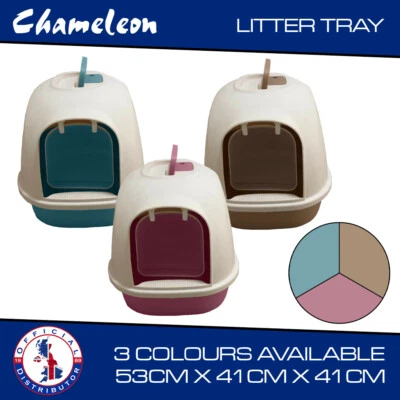 CHAMELEON Cat Litter Tray hooded XLarge Premium Design + Charcoal Filter + Scoop