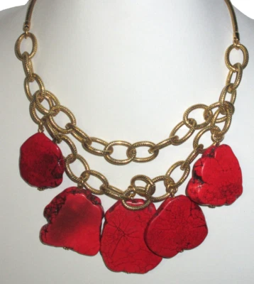 Rare Anthropologie Fairburn Necklace   Gold Tone Chunky Handmade in US  (R4). - Image 1 of 3