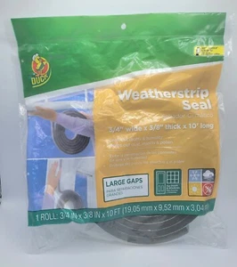 Duck Weatherstrip Seal Self Adhesive Foam 3/4” x 3/8” x 10' / New. Black - Picture 1 of 2