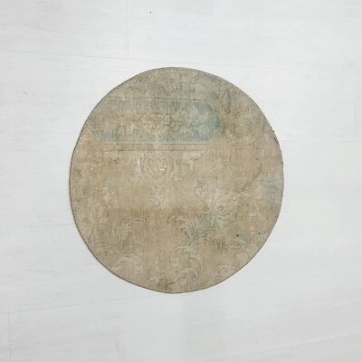 Wool Circle Rug , Vintage Round Rug for Home Decor Carpet - Image 1 of 4