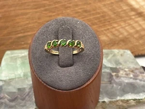 14K Solid Yellow Gold Multi Stone Emerald Band Ring in size 8--199.25 - Picture 1 of 7