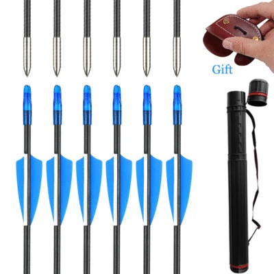 31" Archery Hunting Fiberglass Arrows OD 6.6mm for Compound Recurve Bow & Quiver - Image 1 of 4