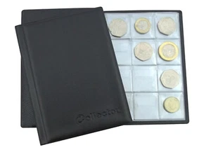 Black Coin Album 96 COINS PERFECT for 50p £1 £2 COIN FOLDER BOOK POCKET BL - Picture 1 of 6
