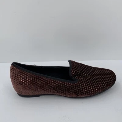 Munro Jerri smoking flat loafer shoe brown velvet metallic dots comfort 8.5 WIDE - Image 1 of 4